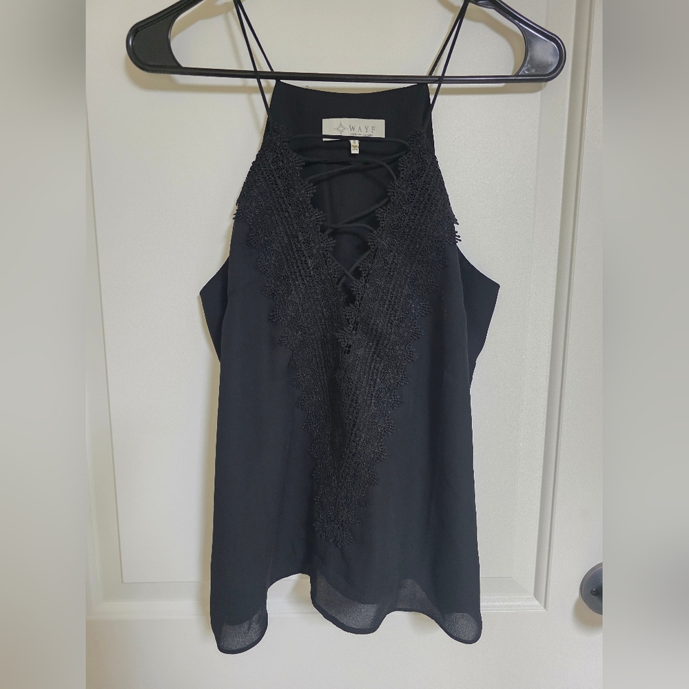 Wayf Elegant Black Strappy Tank